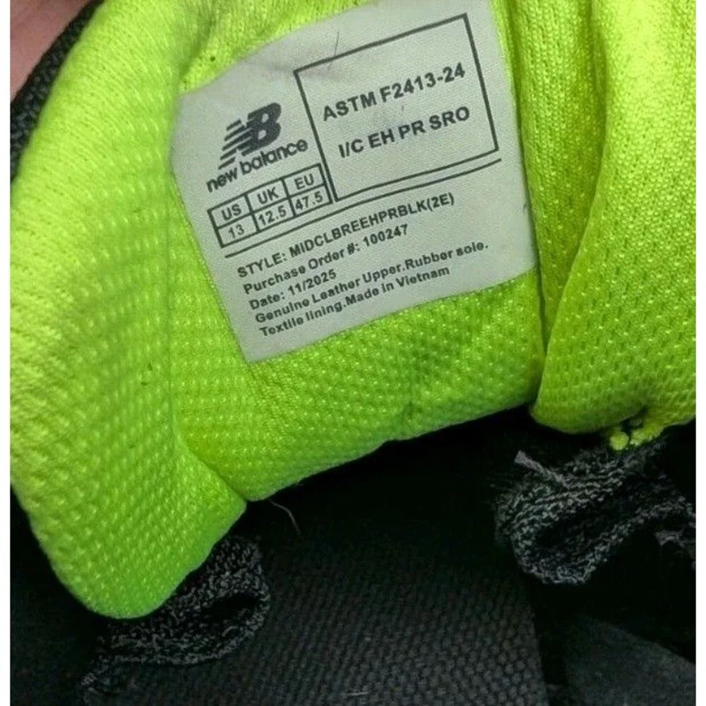 New Balance Industrial Work Boots Size 13 2E Wide Steel Toe Black Mid